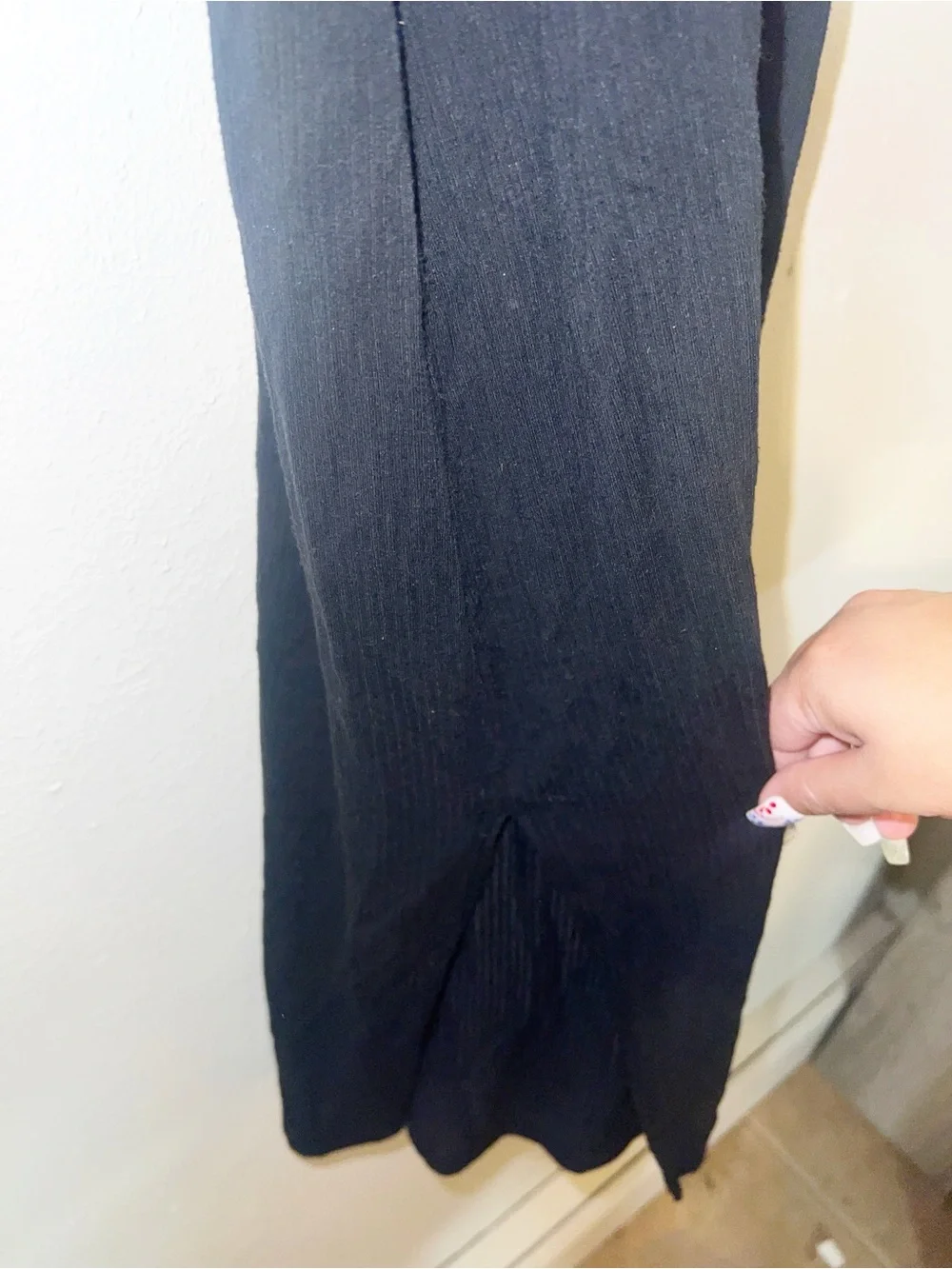 Abercrombie & Fitch Black Ribbed Sleeveless Maxi Dress with Double Slit